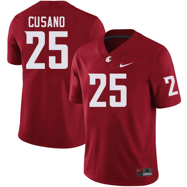 Men #25 Frank Cusano Washington State Cougars College Football Jerseys Stitched-Crimson